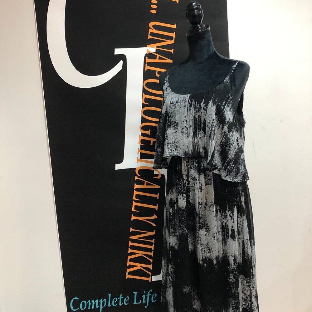 FADED GLORY Black & Grey Long Dress